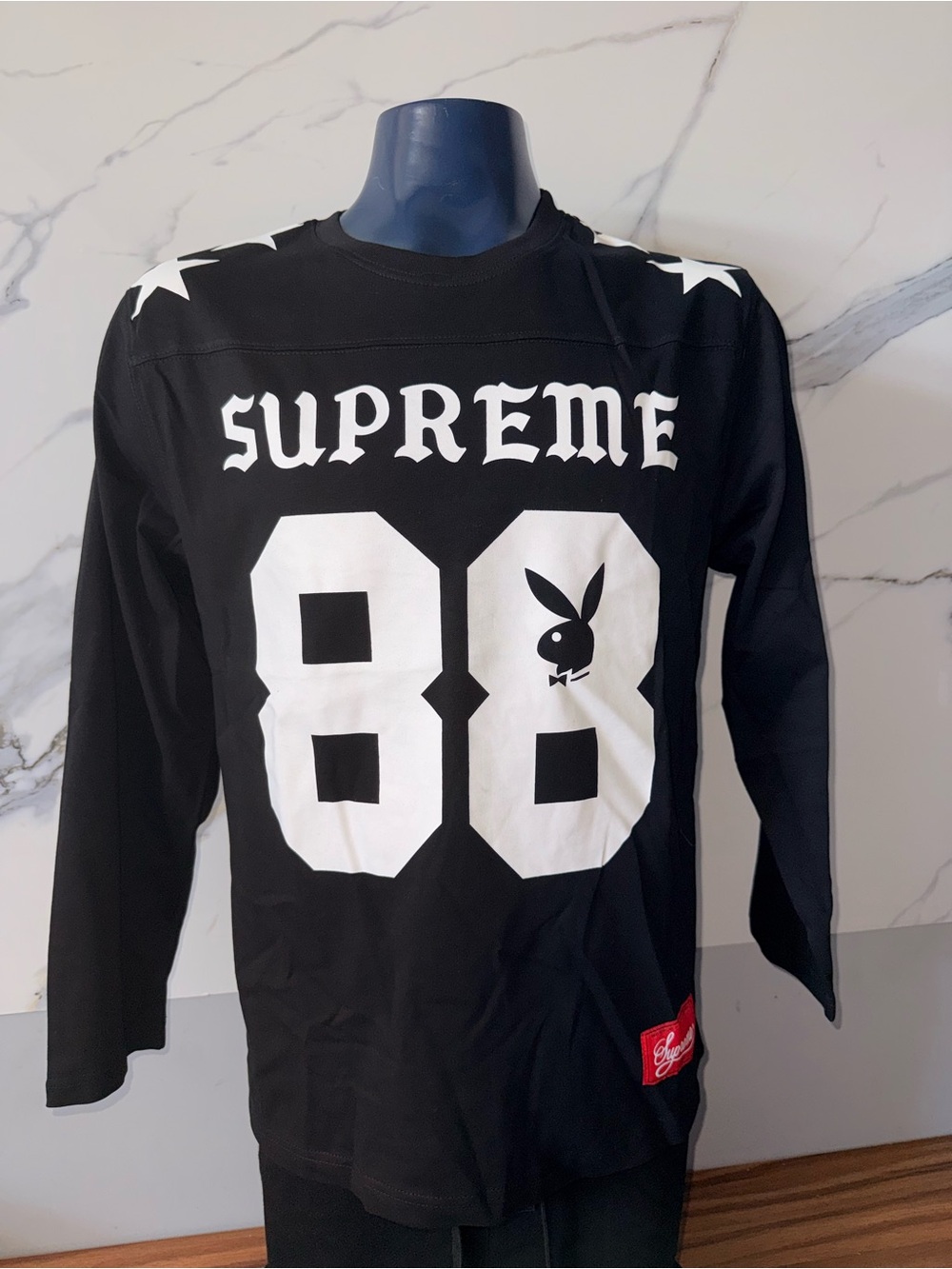 Supreme Black Crewneck Sweatshirt with White '88' & Bunny Graphic Small